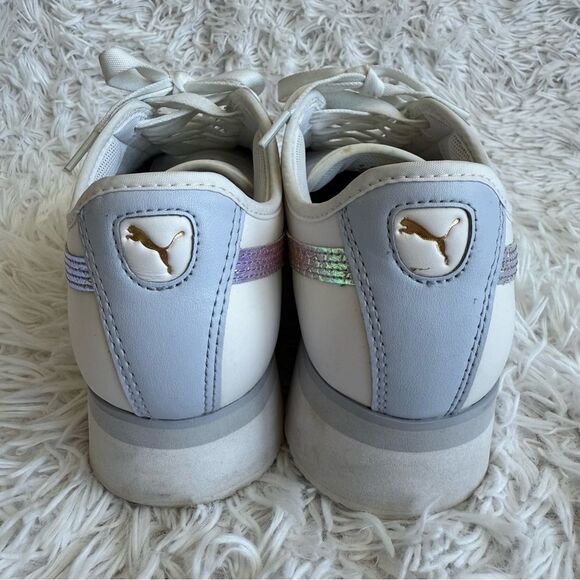 Puma Roma Amour White Leather Platform Sneakers with Iridescent Accent Size 7.5 - Picture 5 of 10